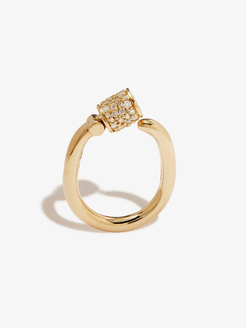 18k Yellow Gold Trundle Lock Diamond Ring