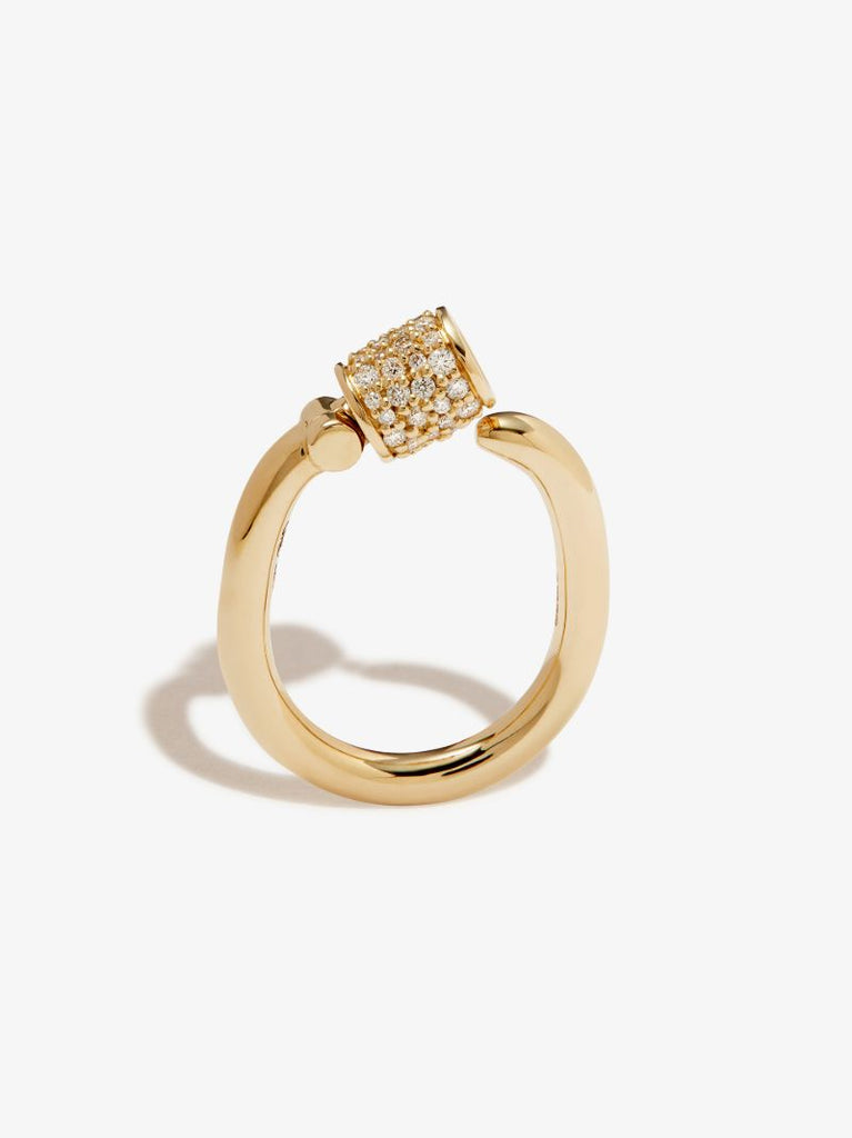 18k Yellow Gold Trundle Lock Diamond Ring
