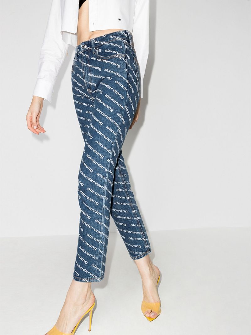 High-rise Logo-print Straight-leg Jeans