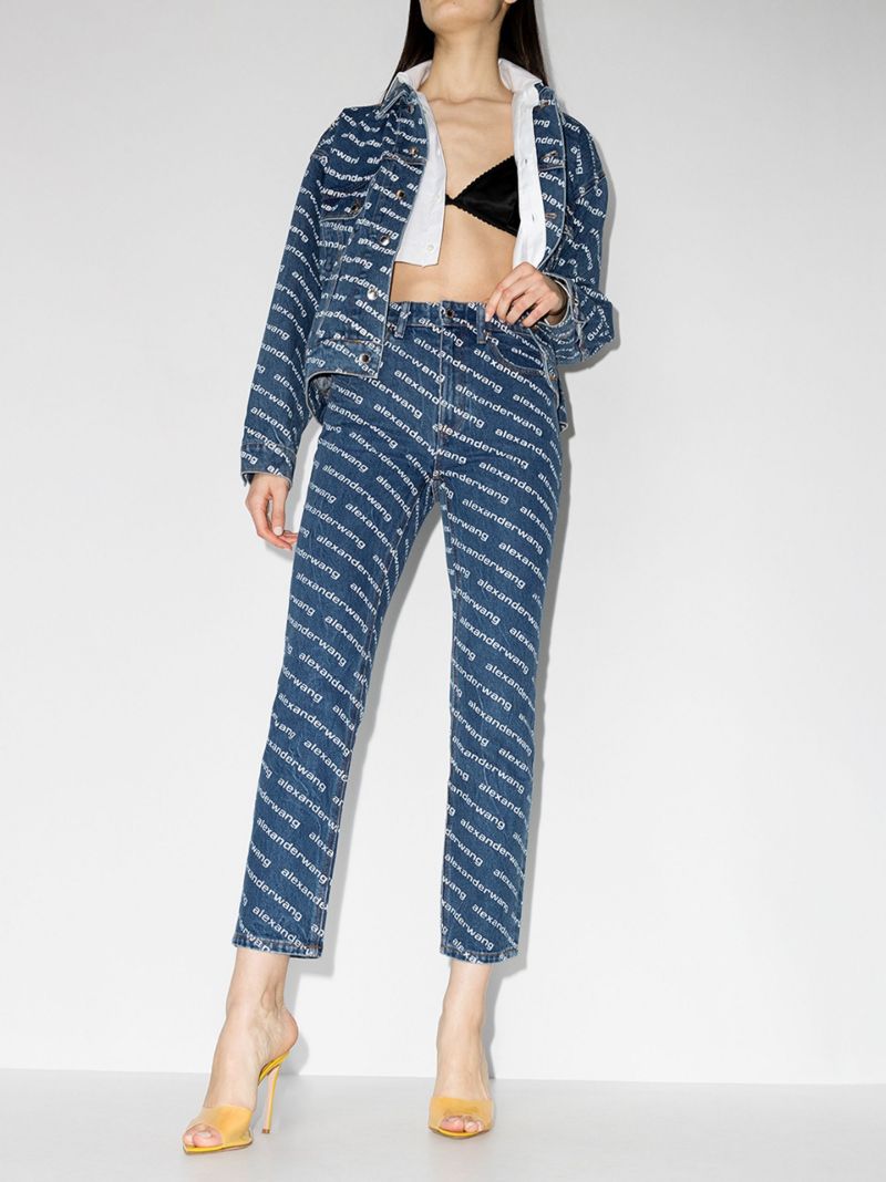 High-rise Logo-print Straight-leg Jeans