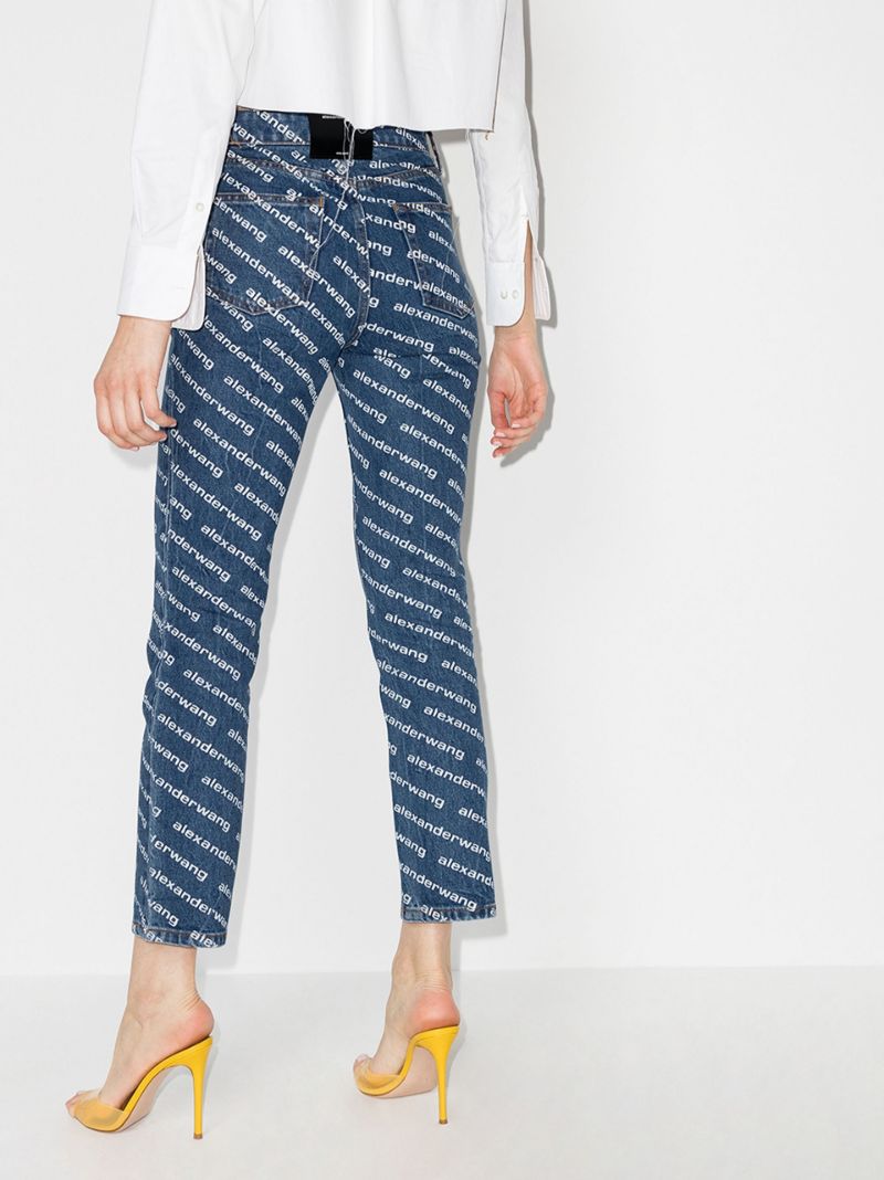 High-rise Logo-print Straight-leg Jeans