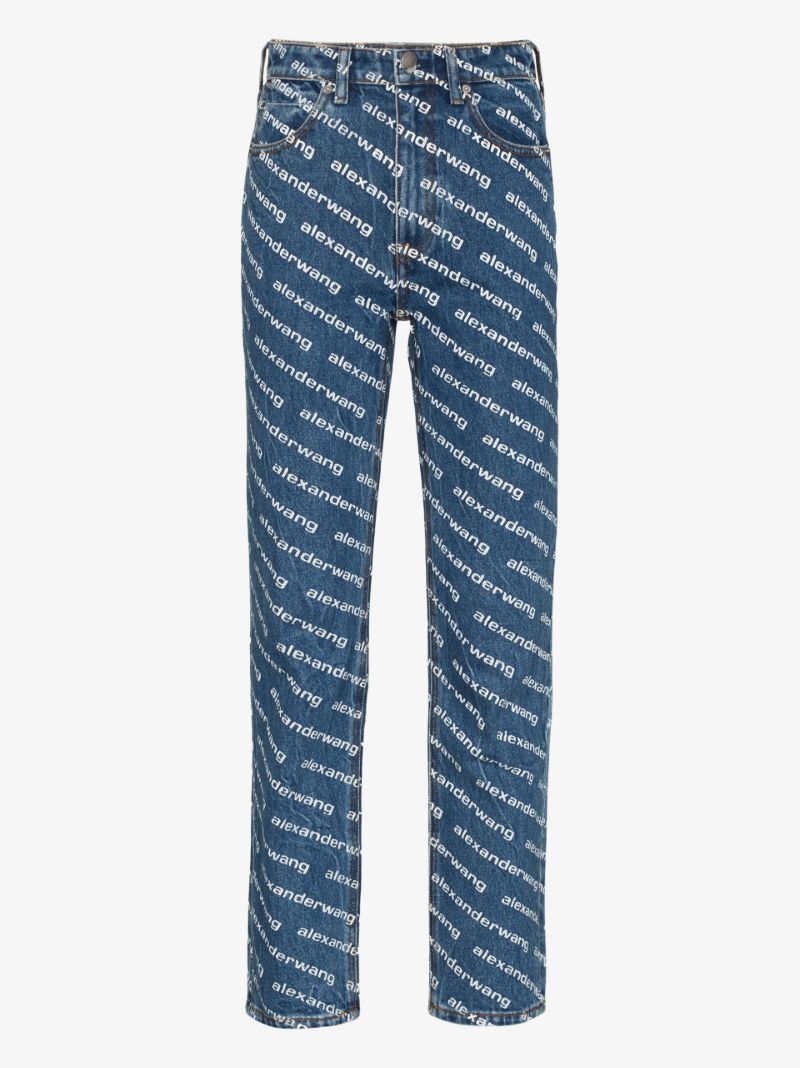 High-rise Logo-print Straight-leg Jeans