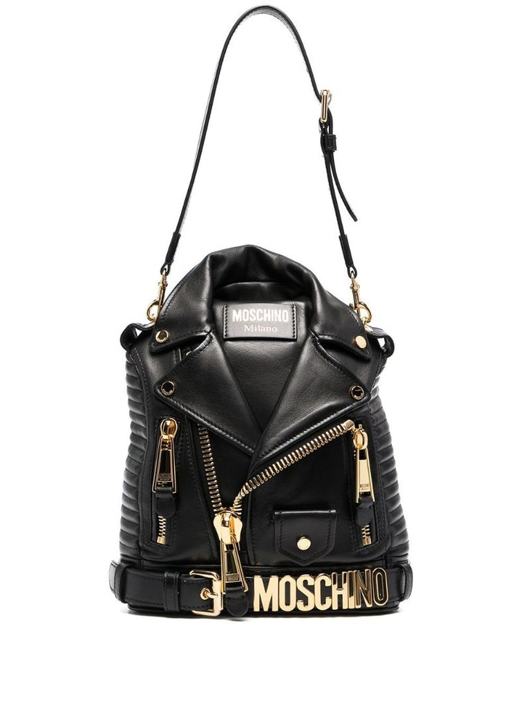 Black Biker Leather Backpack