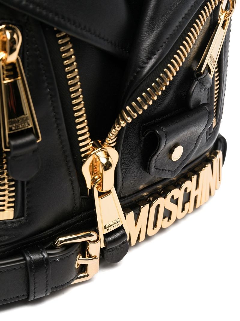 Black Biker Leather Backpack