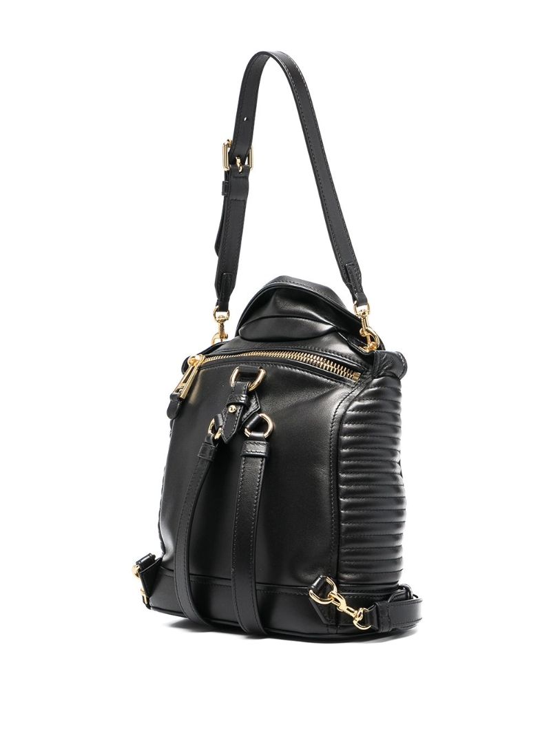 Black Biker Leather Backpack