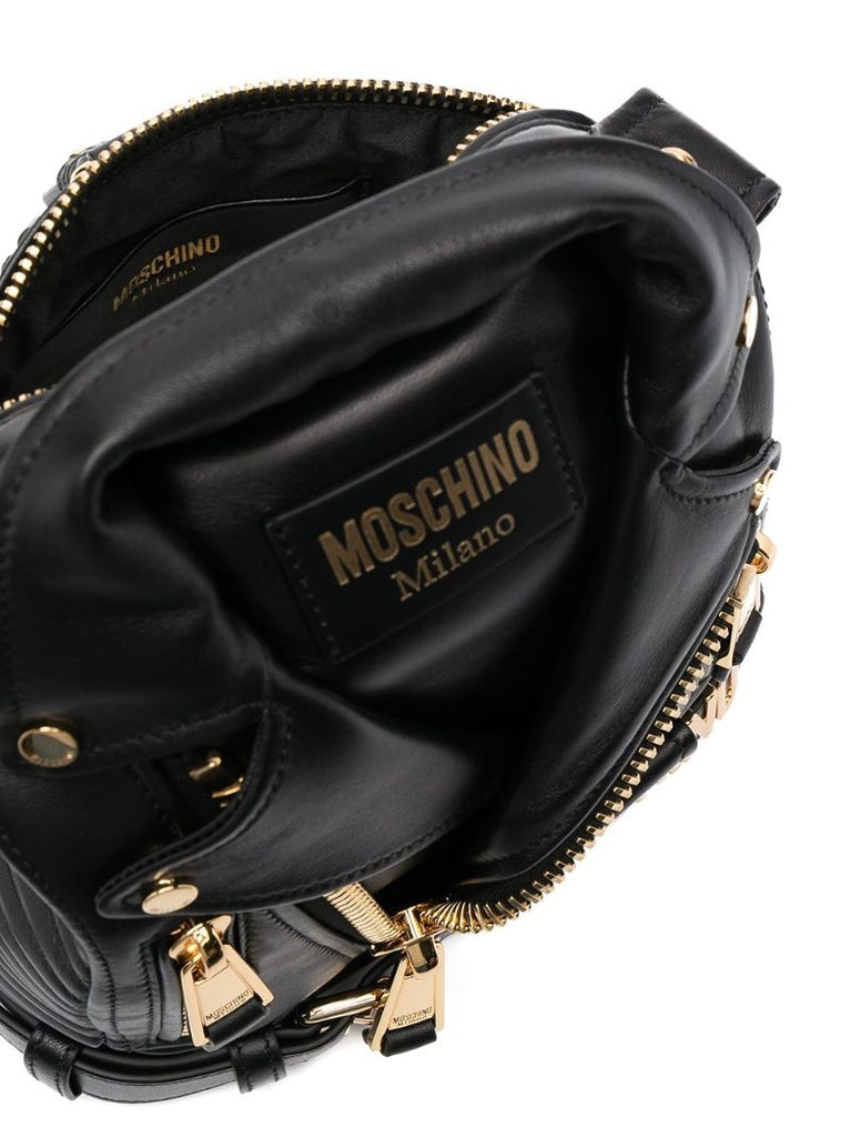 Black Biker Leather Backpack