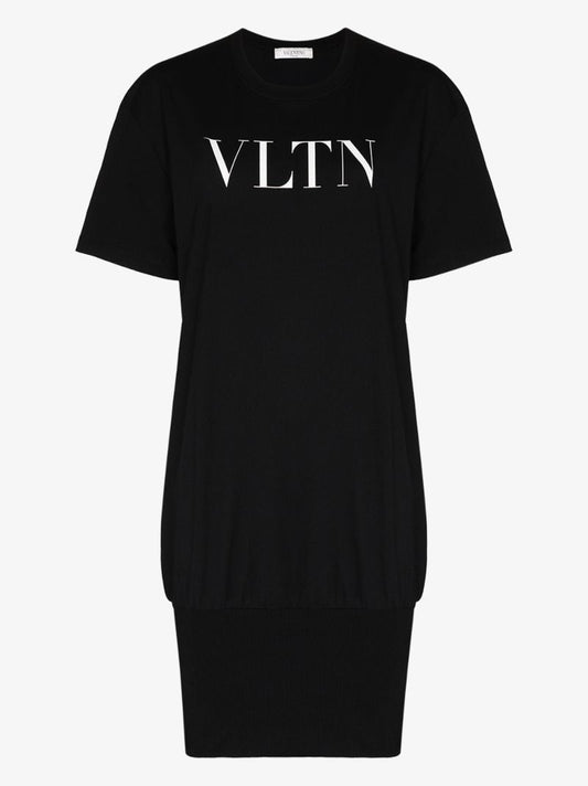 Black Vltn Logo T-shirt Dress