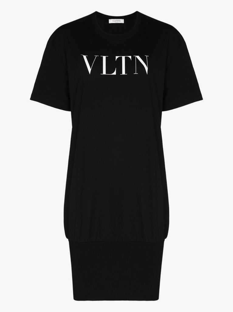 Black Vltn Logo T-shirt Dress