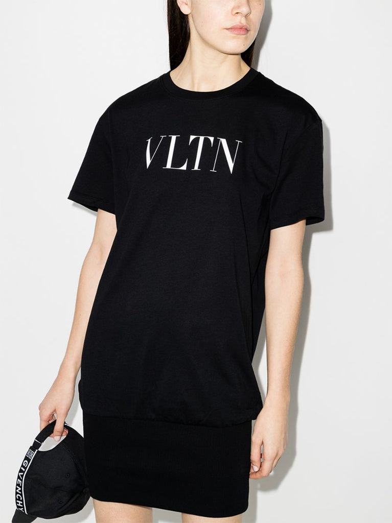 Black Vltn Logo T-shirt Dress