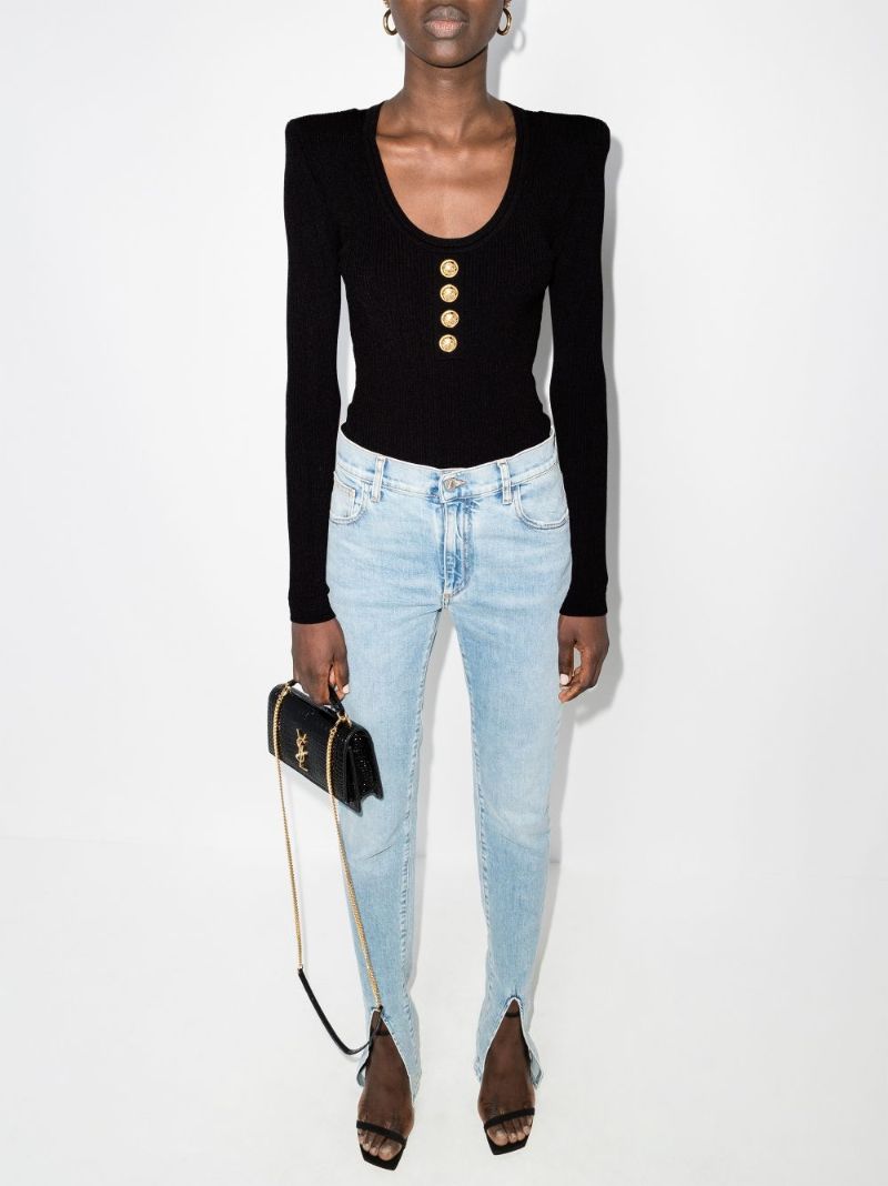 Black Padded Shoulder Bodysuit