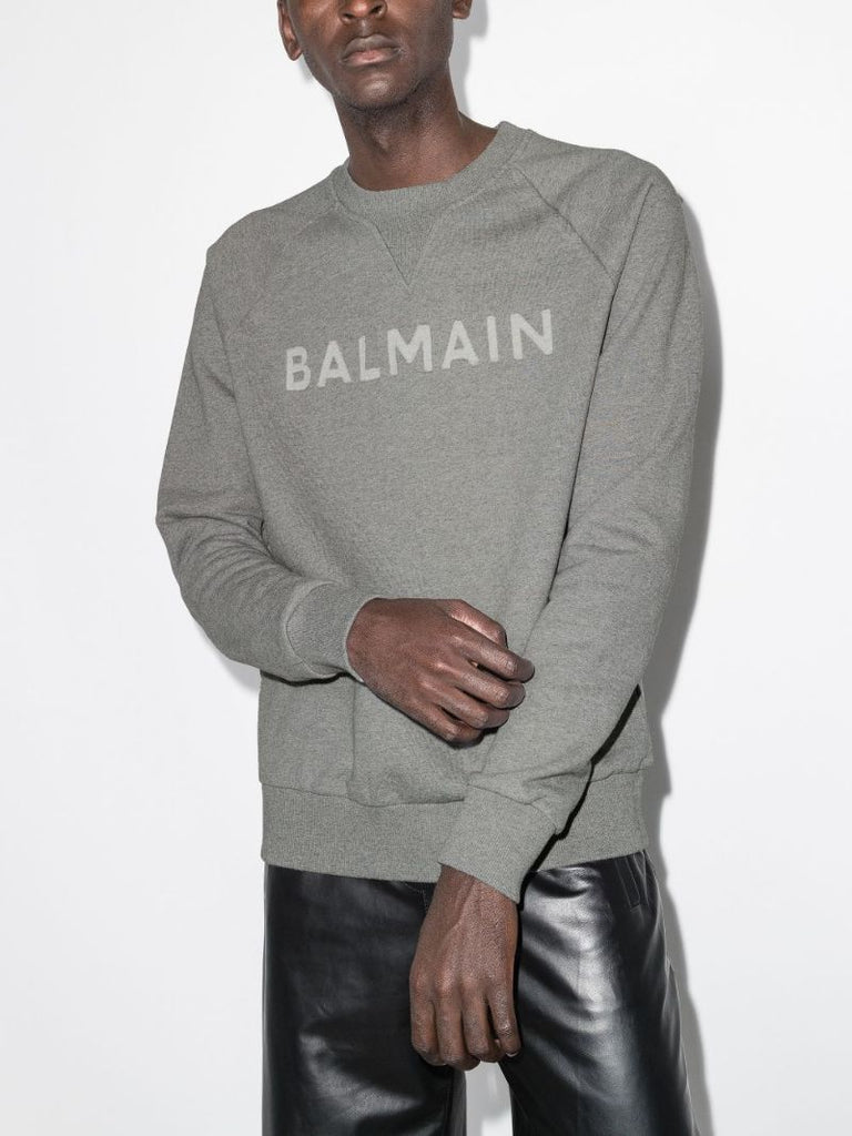 Grey Flocked Logo Sweatshirt