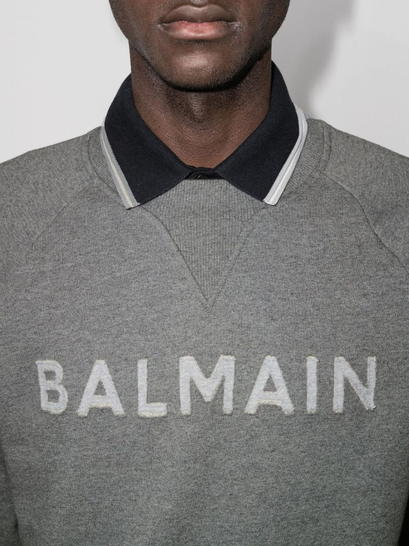 Grey Flocked Logo Sweatshirt
