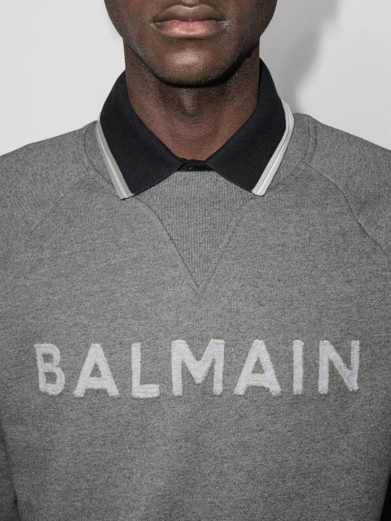 Grey Flocked Logo Sweatshirt