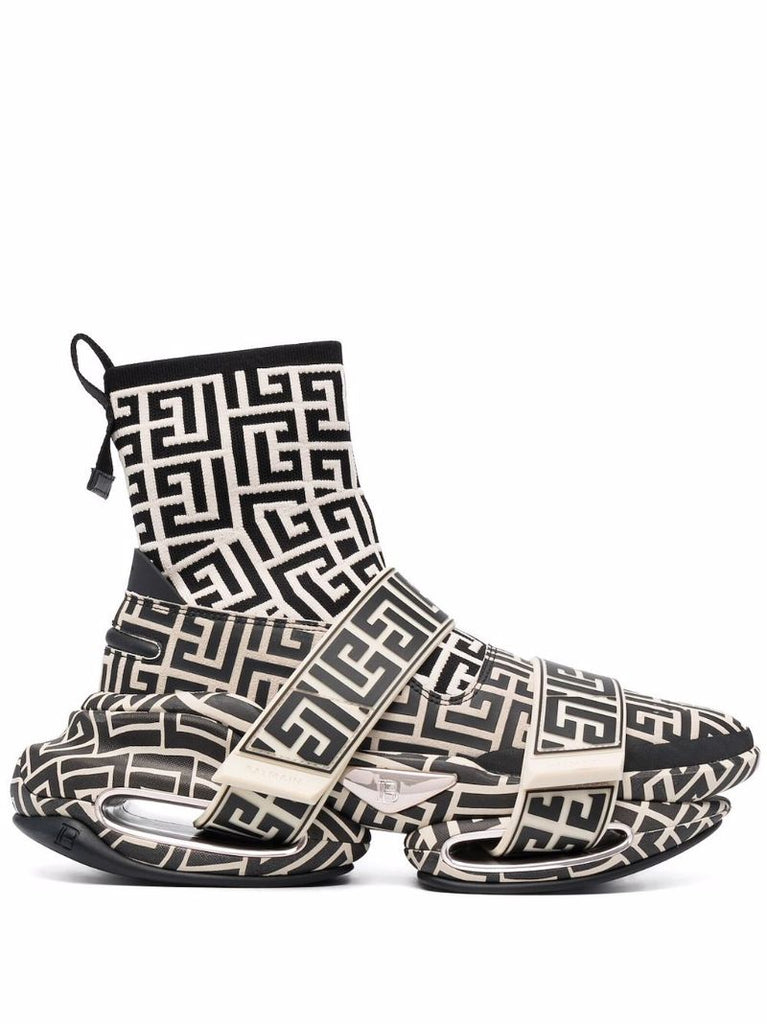 Black and White B-bold Monogram Sneakers