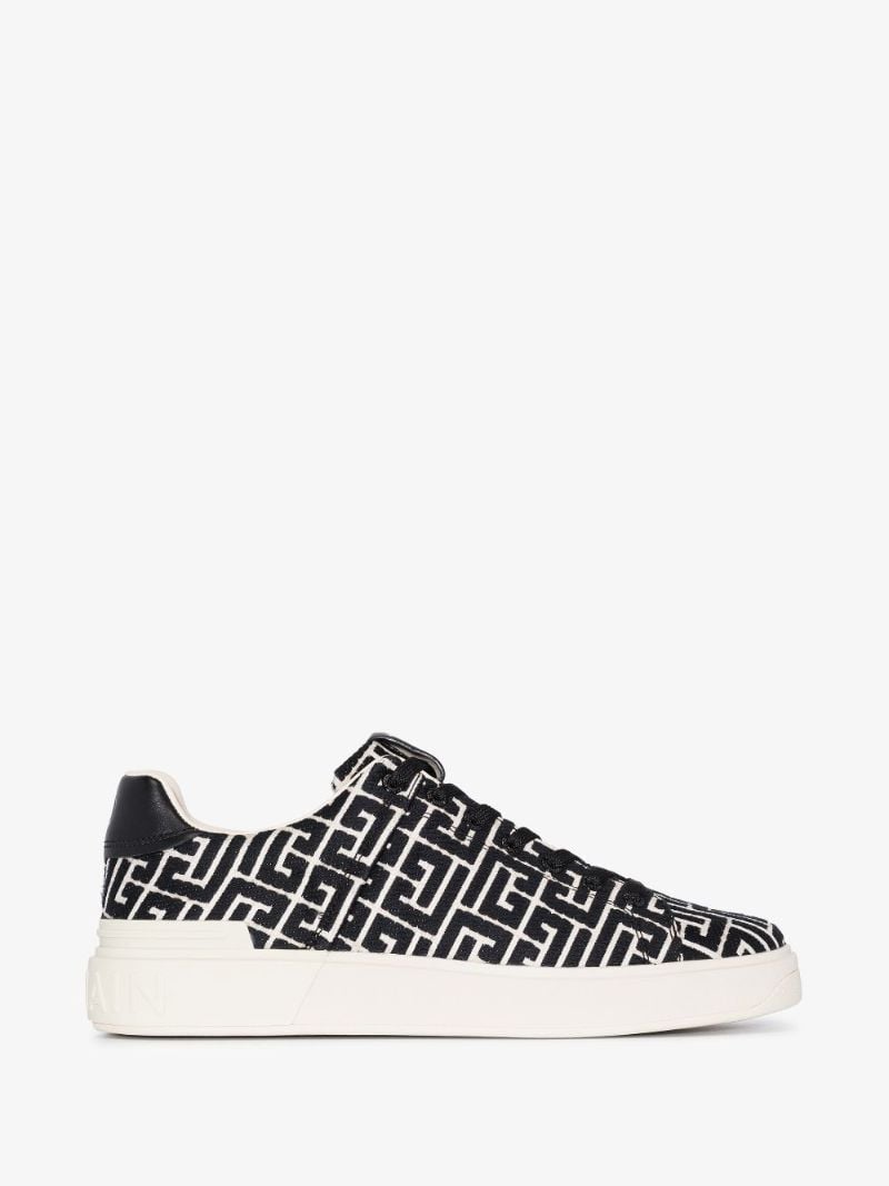 Black and White B-court Monogram Leather Sneakers
