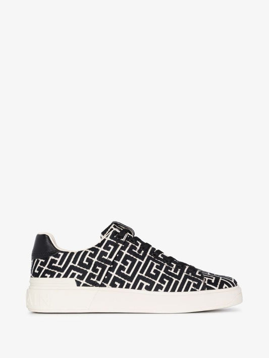 Black and White B-court Monogram Leather Sneakers