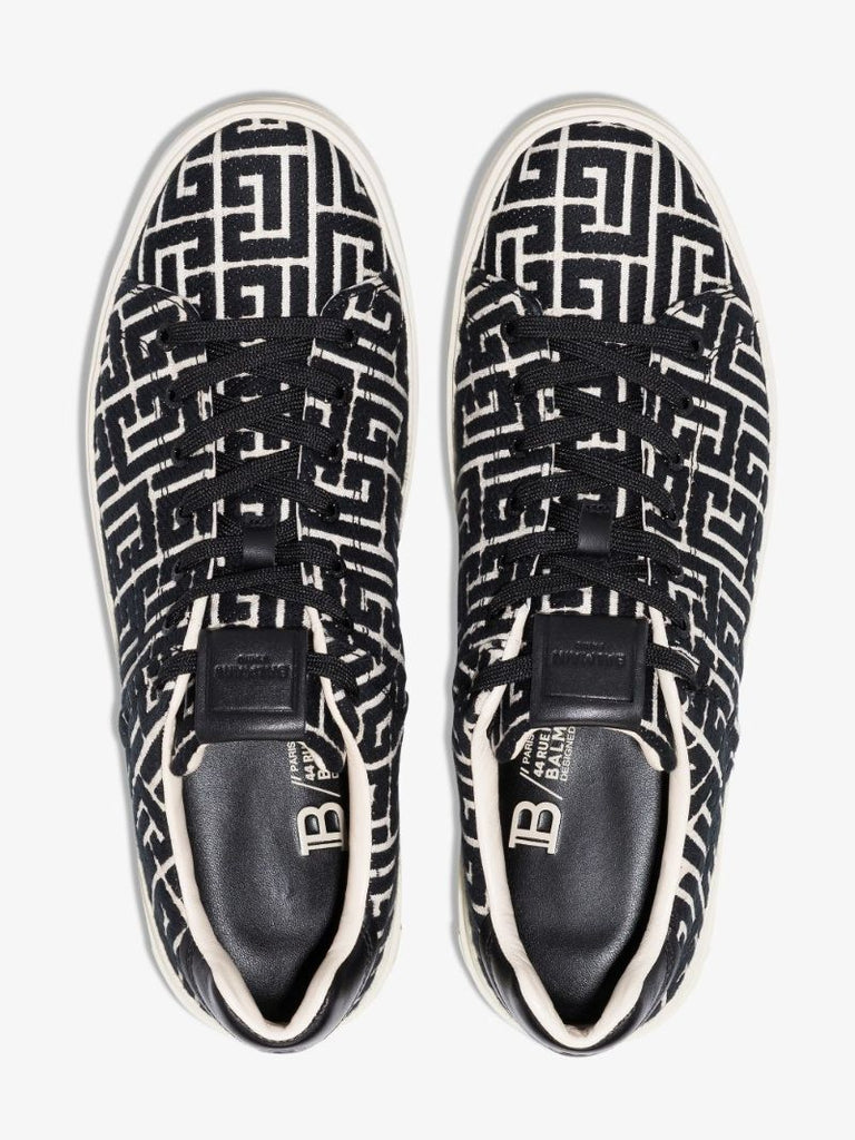 Black and White B-court Monogram Leather Sneakers