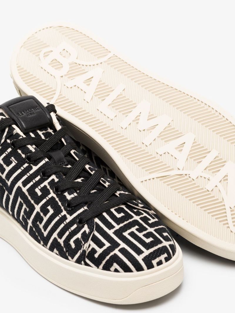 Black and White B-court Monogram Leather Sneakers