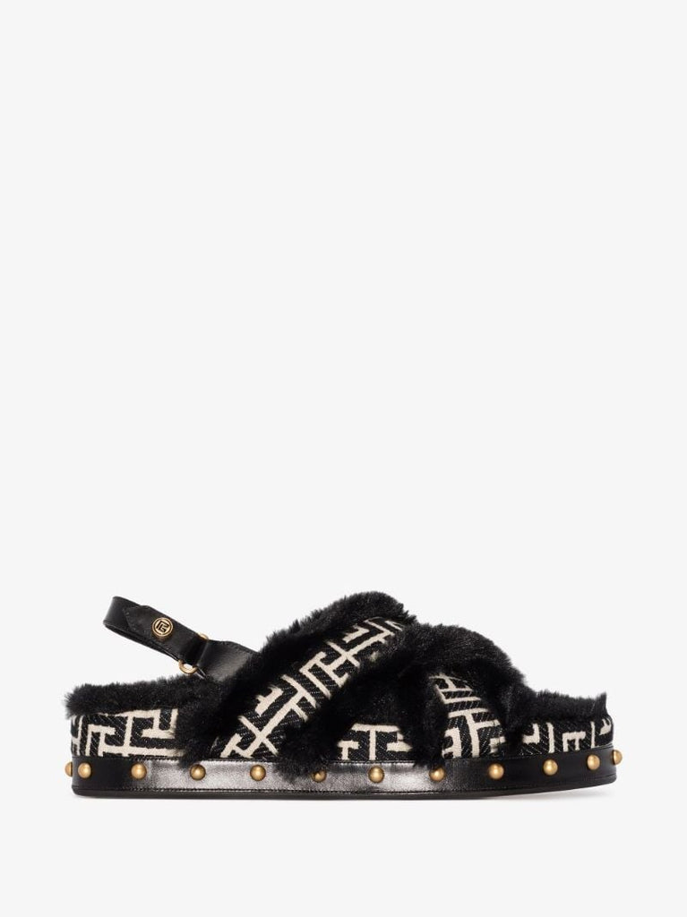 Black Tam Monogram Slingback Sandals