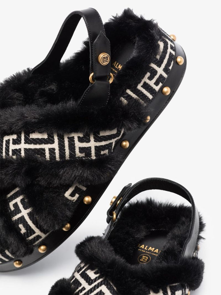 Black Tam Monogram Slingback Sandals