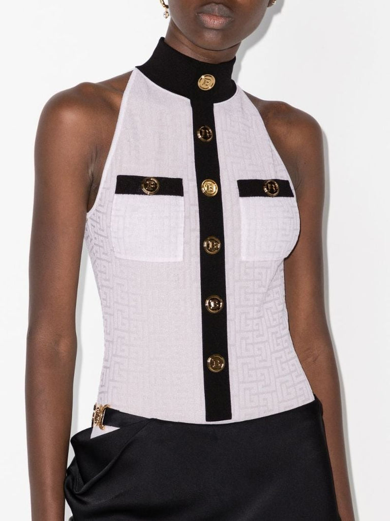 Sleeveless Monogram Bodysuit
