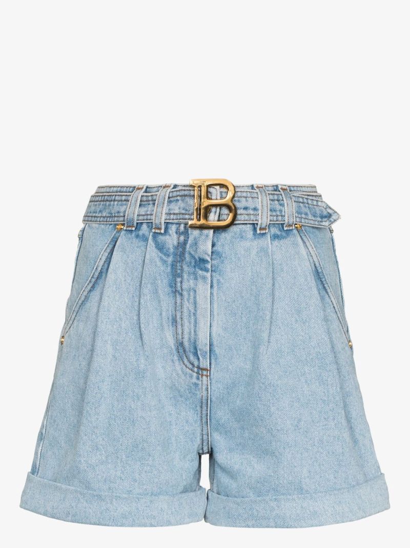 Logo Belt Denim Shorts