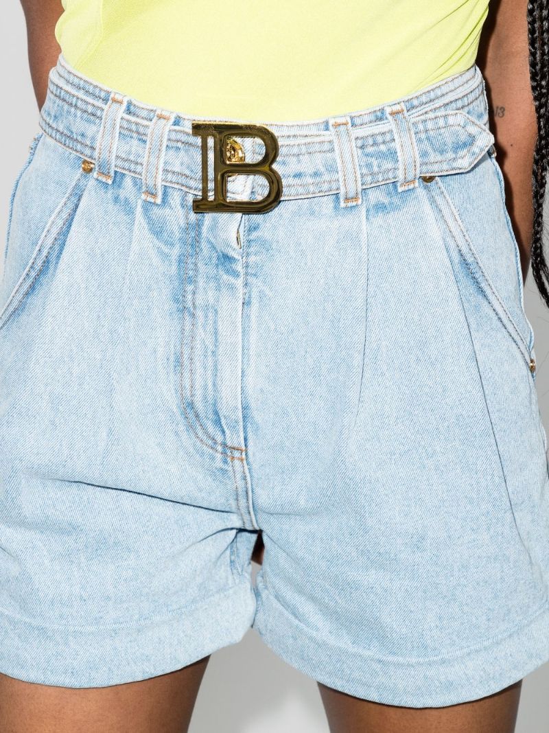 Logo Belt Denim Shorts