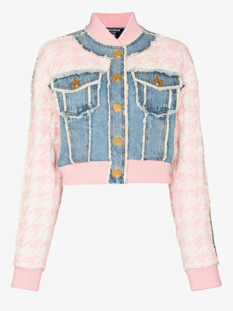 Tweed Panel Denim Jacket