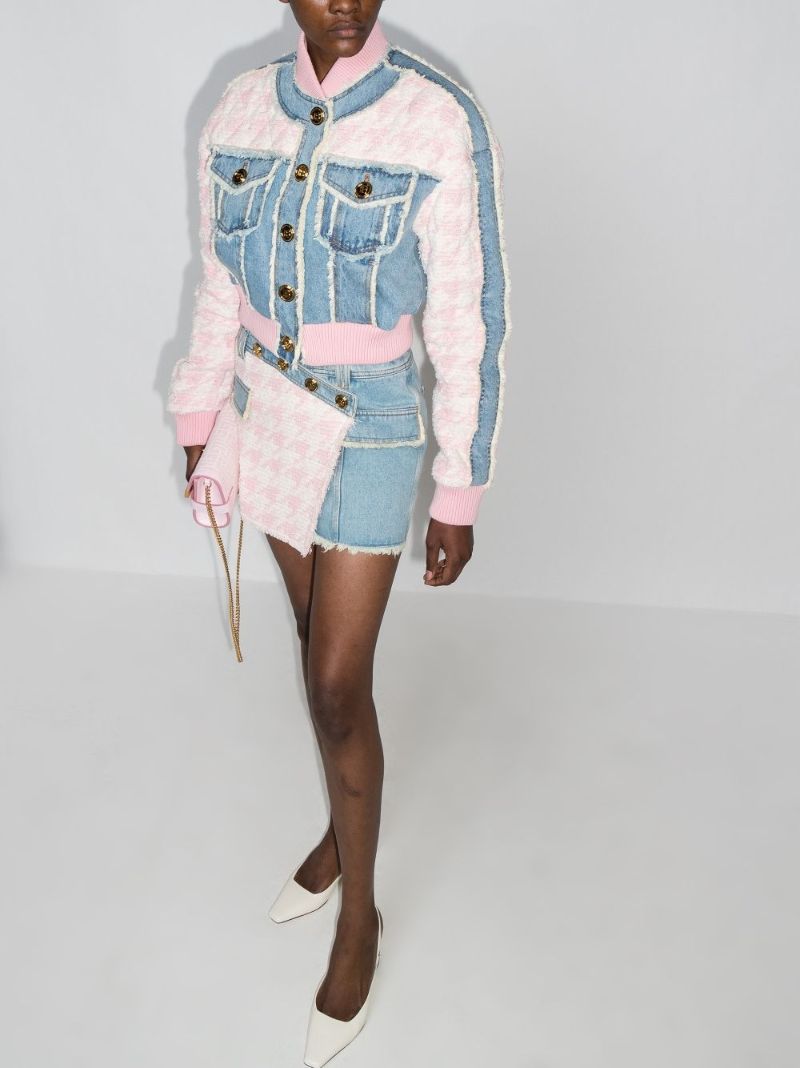 Tweed Panel Denim Jacket