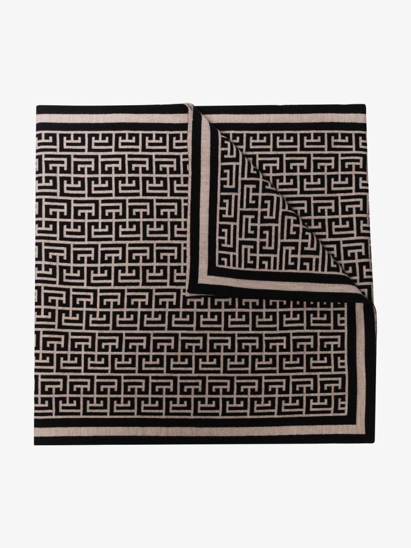 Black Monogram Jacquard Merino Scarf