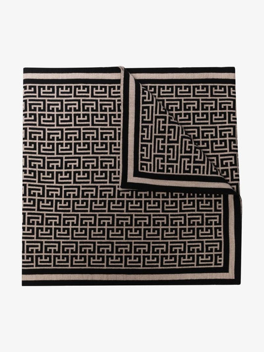 Black Monogram Jacquard Merino Scarf