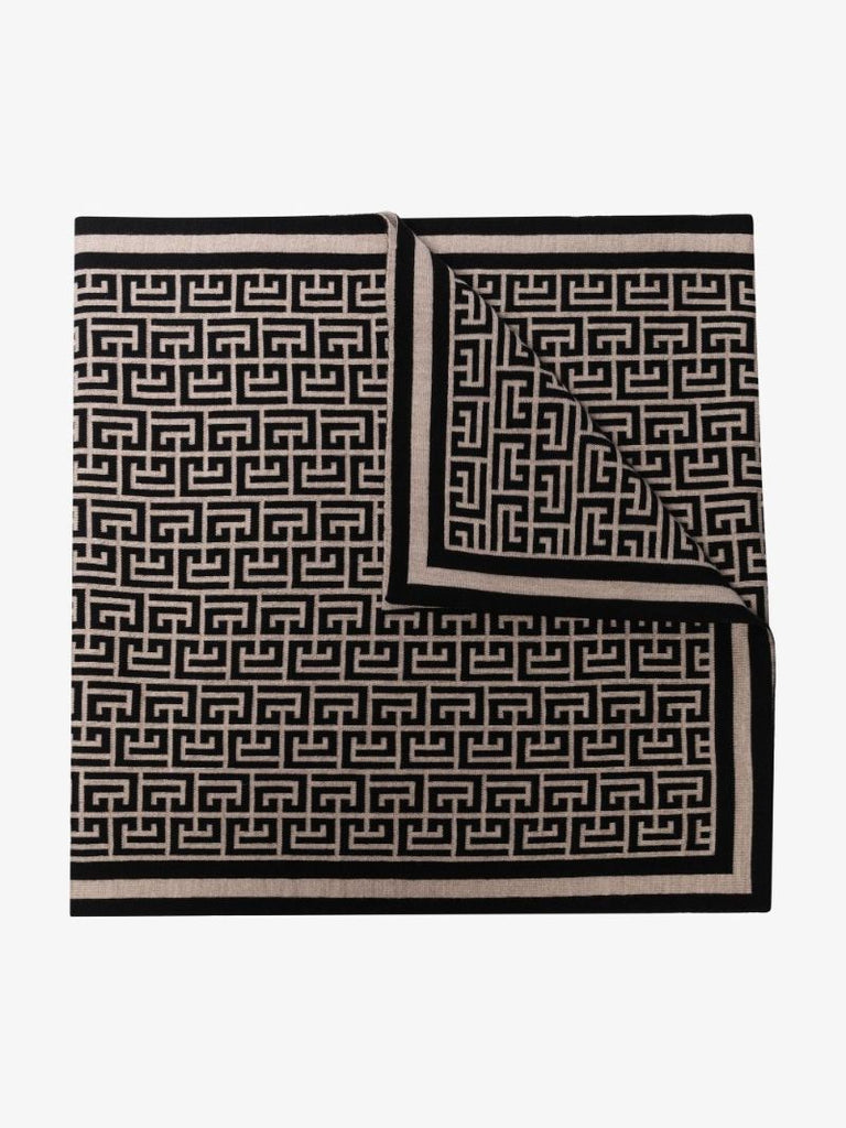 Black Monogram Jacquard Merino Scarf
