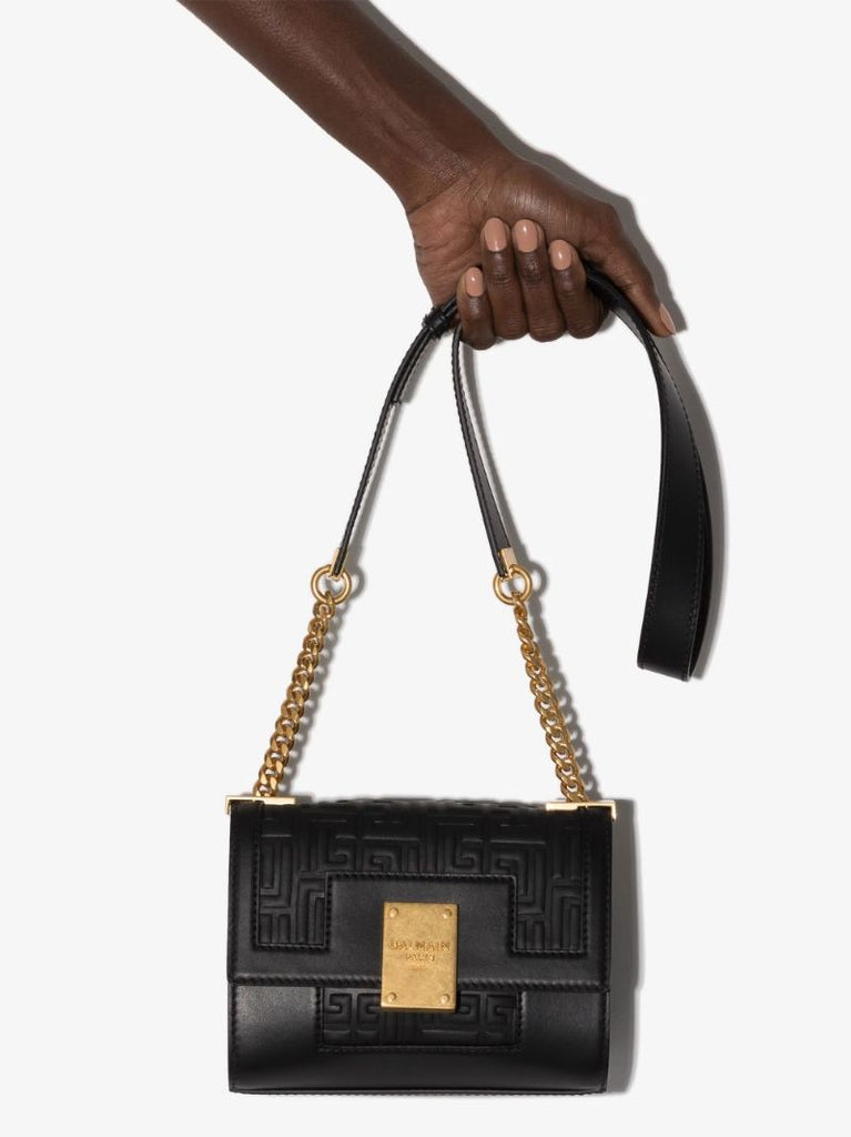 Black 1945 Monogram Embossed Leather Cross Body Bag
