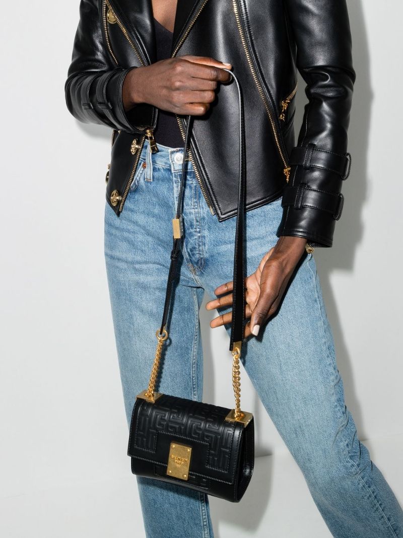 Black 1945 Monogram Embossed Leather Cross Body Bag