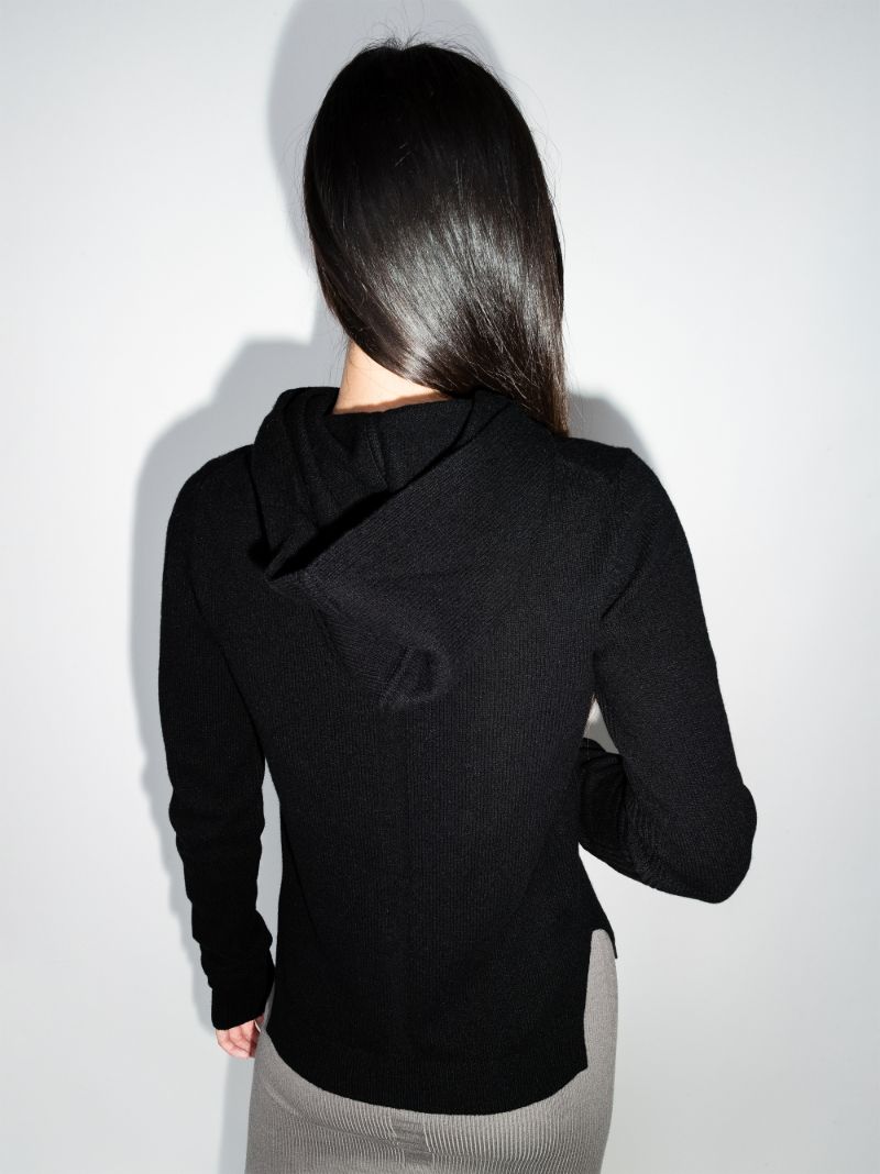 Ribbed Hooded Cashmere Sweater