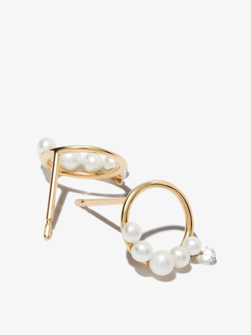 18k Yellow Gold Pearl Diamond Earrings