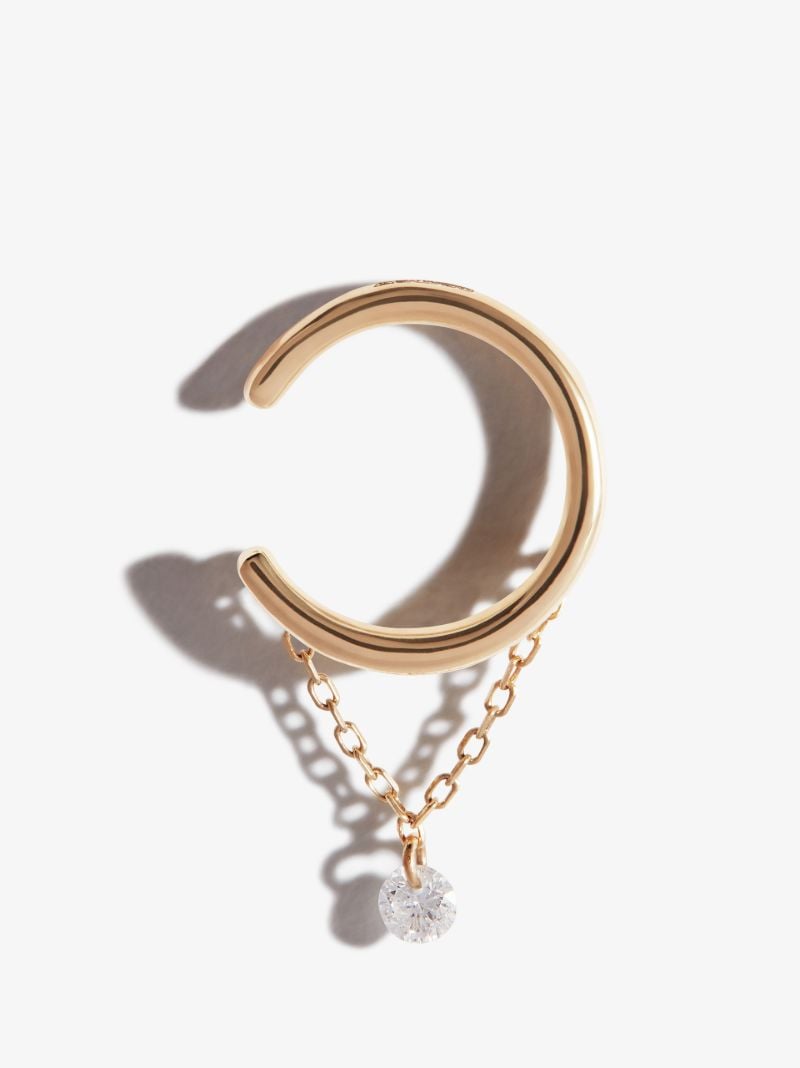 18k Yellow Gold Chain Diamond Ear Cuff