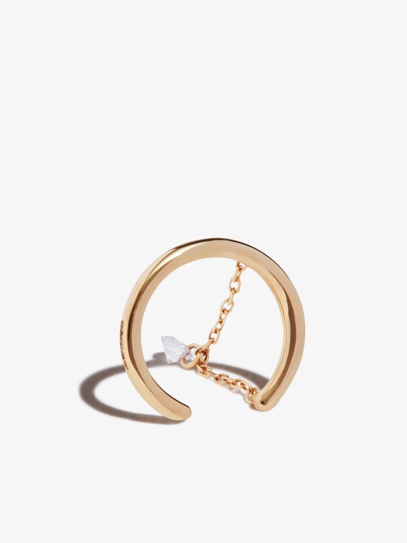 18k Yellow Gold Chain Diamond Ear Cuff