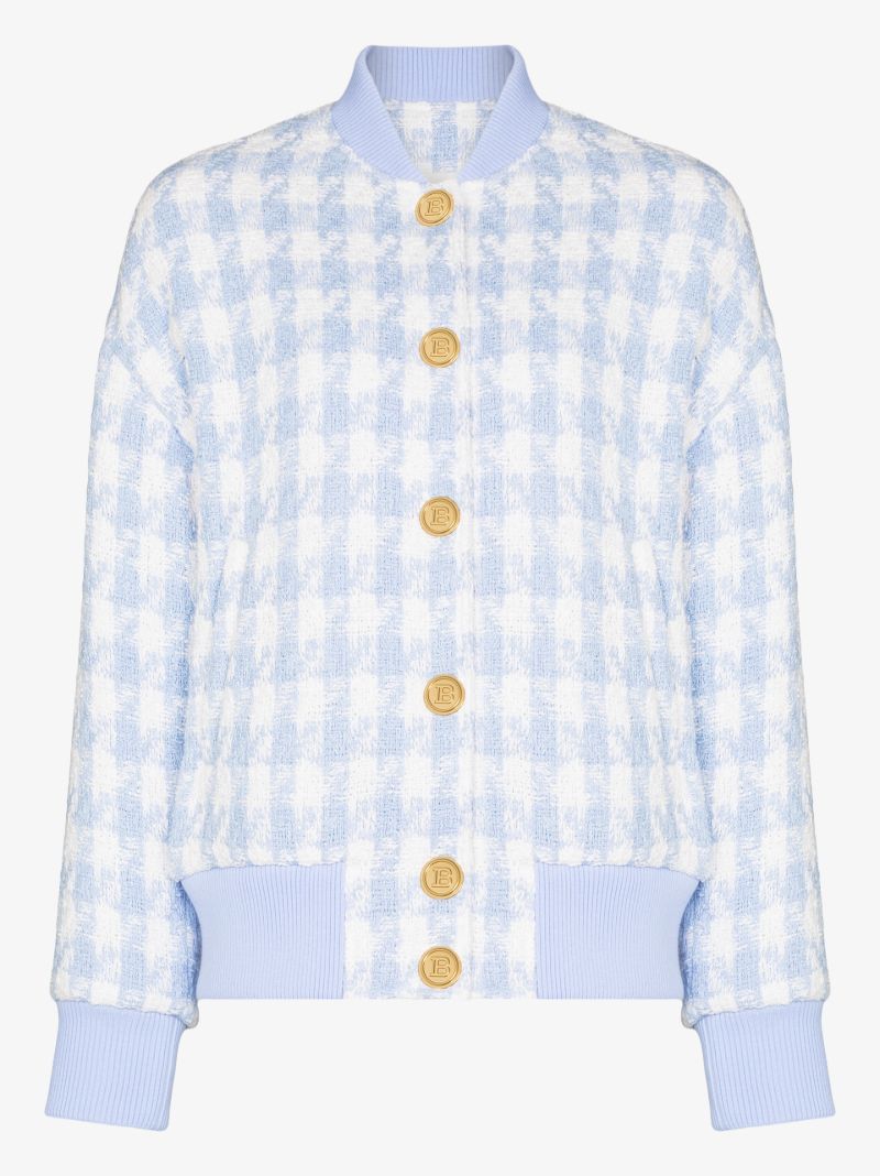 Houndstooth Tweed Bomber Jacket