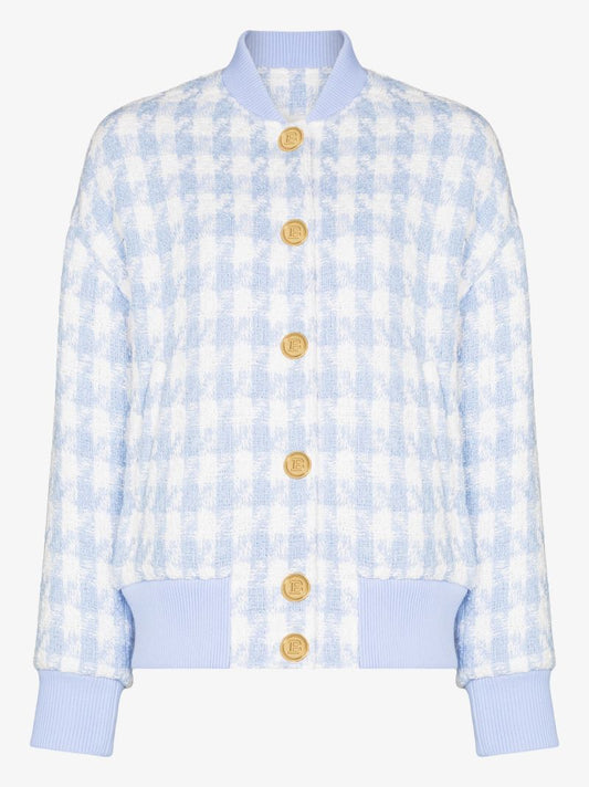 Houndstooth Tweed Bomber Jacket