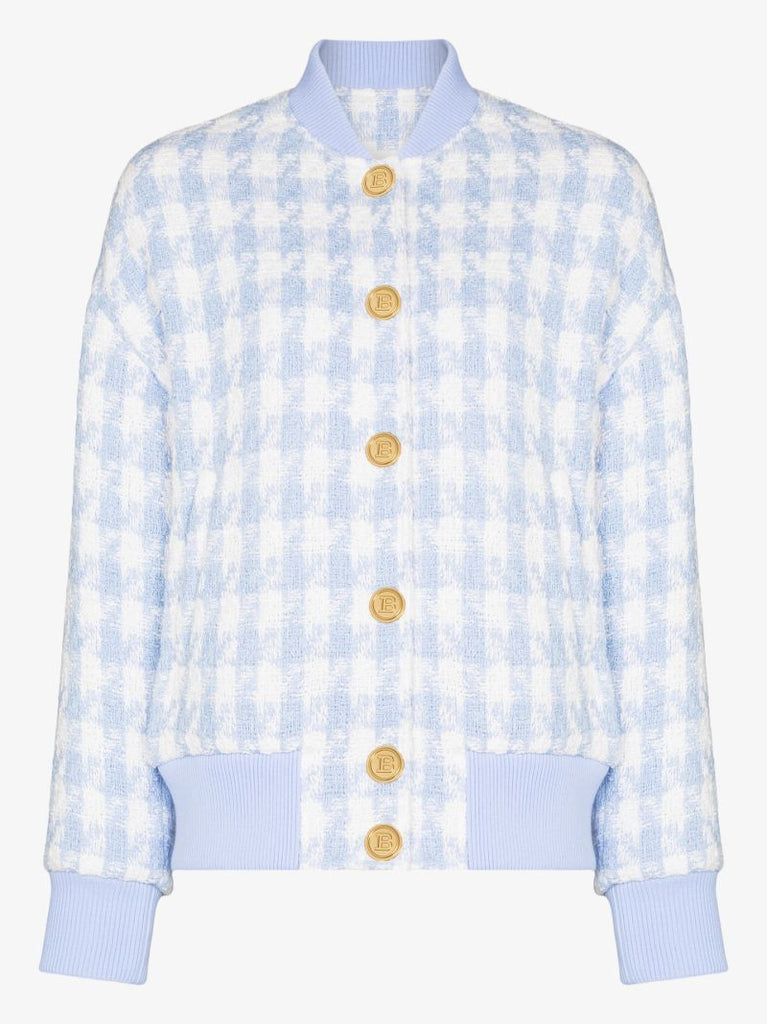 Houndstooth Tweed Bomber Jacket