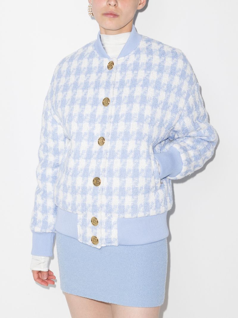 Houndstooth Tweed Bomber Jacket