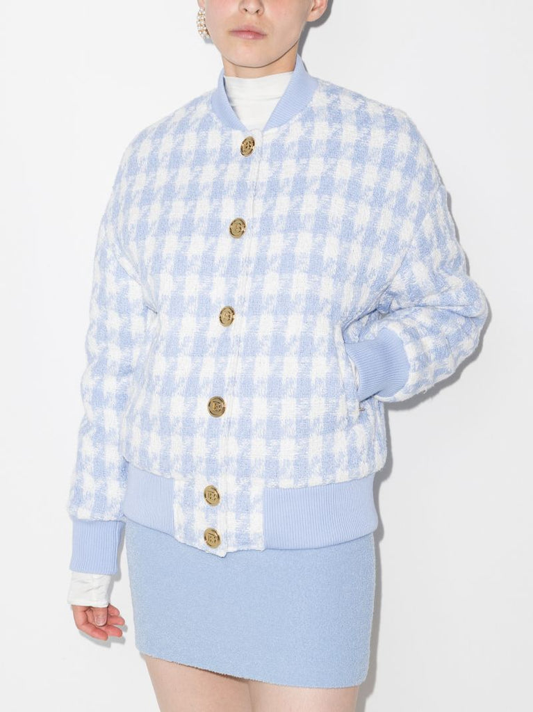 Houndstooth Tweed Bomber Jacket