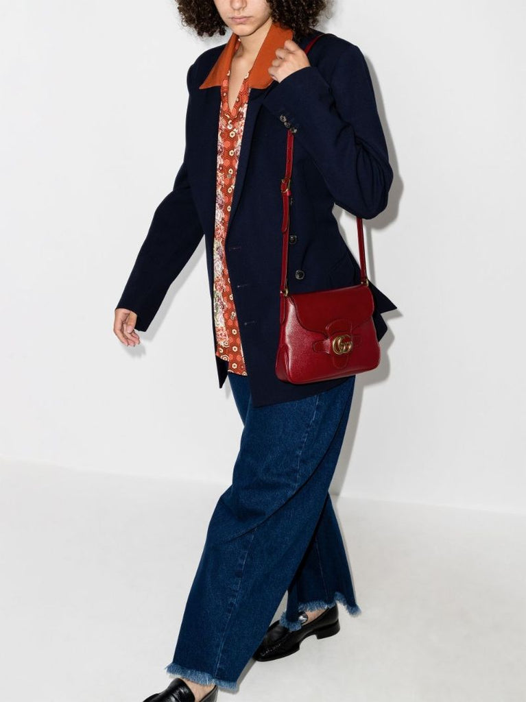 Red Dahlia Leather Cross Body Bag