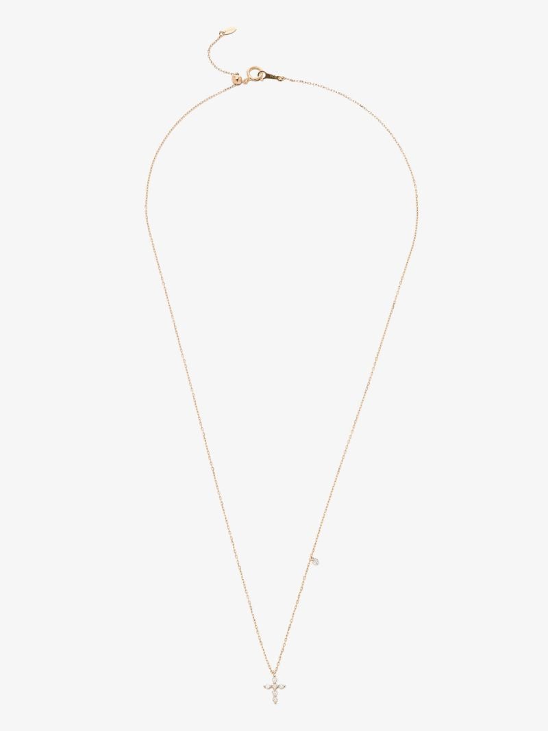 18k Yellow Gold Cross Diamond Necklace