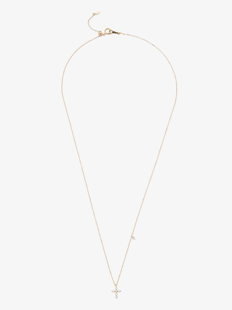 18k Yellow Gold Cross Diamond Necklace