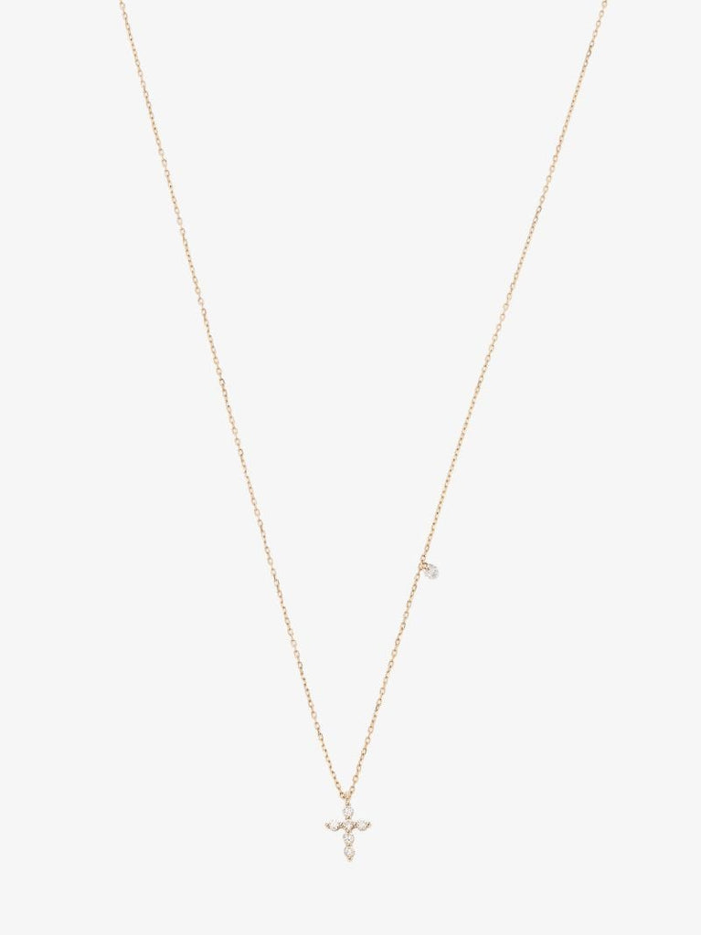 18k Yellow Gold Cross Diamond Necklace