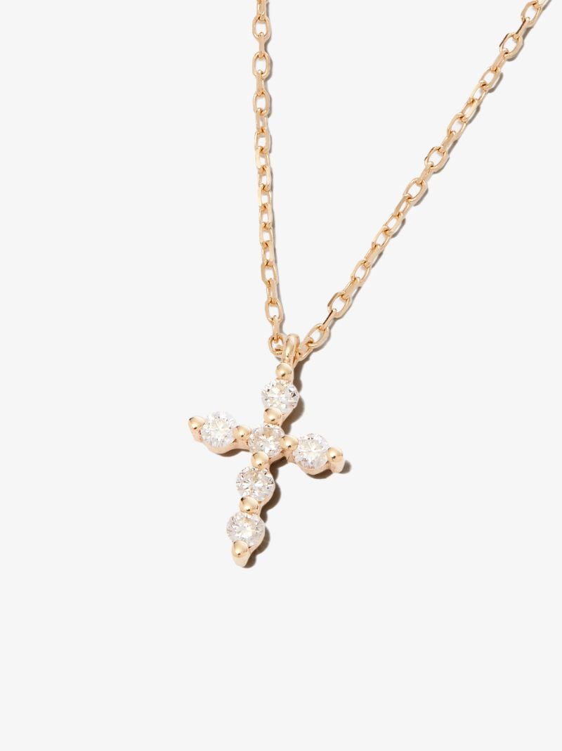 18k Yellow Gold Cross Diamond Necklace