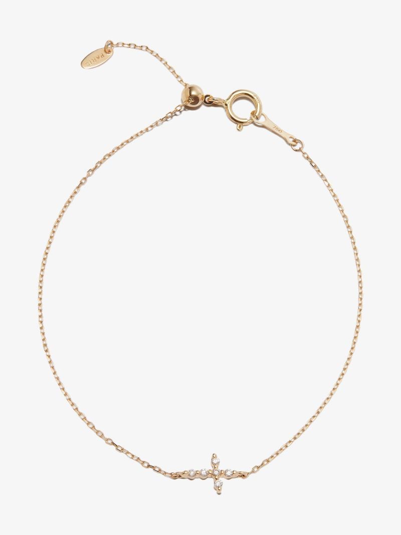 18k Yellow Gold Cross Diamond Bracelet