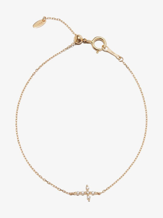 18k Yellow Gold Cross Diamond Bracelet